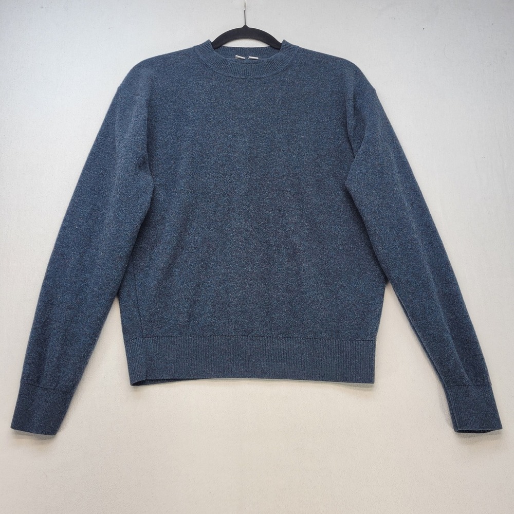 Uniqlo U Crew Neck Sweater Mens Small Blue 100% Wool Knit Lemaire